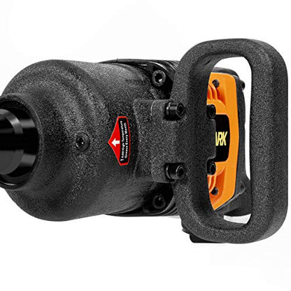 Stark USA 1" inch Heavy Duty Air Impact Wrench Gun Long Shank Pneumatic Truck (38mm & 41mm Socket) Impact Gun Heavy Duty Repairs and Maintenance with Carrying Case - color: Black/Orange