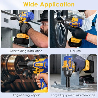 Cordless Impact Wrench for DEWALT 20V Battery | 1/2 Inch Brushless Motor High Torque Power Impact Gun, 1000 Ft-lbs(1360NM), 3-Mode Speed, LED Light(Bare Tool Only)