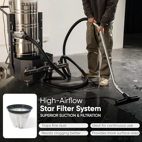 26.5 Gallon Heavy-Duty Industrial Wet/Dry Vacuum, Dual Motor, 3.3 HP, 222 CFM, 27" Squeegee, 120V/20A Plug, 2 Year Warranty - Ideal for Construction Sites, Warehouses & Industrial Cleanup - size: 26.5 Gal