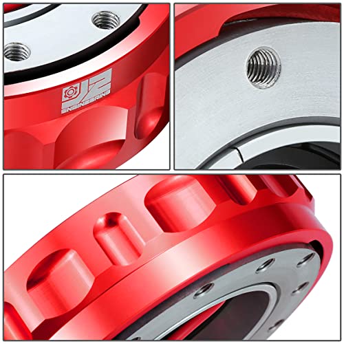J2 Engineering J2-QR-ZTL-9070-RD Aluminum Low Profile Twist Lock Quick Release Steering Wheel Hub Adapter Kit 6 X 70mm / 6 X 74mm Bolt Pattern,Red