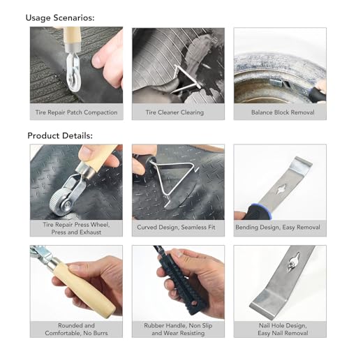 Tire Repair Tool Kit Patch Roller Scraper Cleaning Shovel for Truck Motorcycle Maintenance