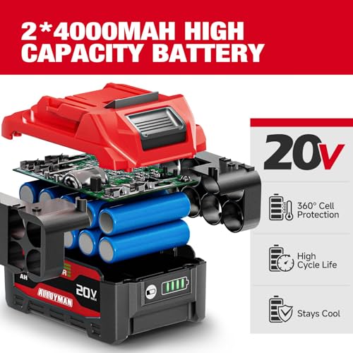 Cordless Impact Wrench, 900Ft-lbs (1200N.m) 1/2" Brushless Impact Gun, 20V High Torque Power Impact Driver, 2x4.0Ah Batteries,Brushless Motor 2400 RPM Variable Speeds for Family Car/Pickup Truck/Mower