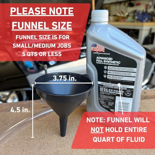Transmission Funnel with 4 Foot Clear Tubing - Made in USA - Perfect for Hard to Reach Places, No More Mess