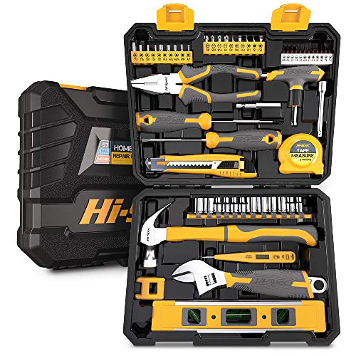 Hi-Spec 57pc Home Garage DIY Tool Kit Set. Complete Beginner Handyman and Home Mechanics Tool Box Set for Auto, Car, Bike and Household Repairs - size: 57 PCS