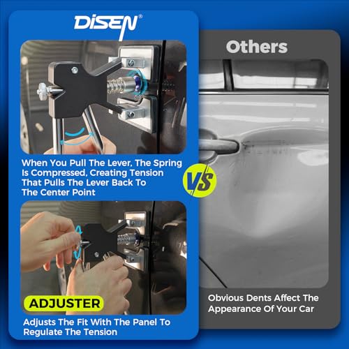 DISEN 155Pcs Paintless Dent Removal Kit, Car Dent Repair Tool Set with Metal Dent Lifter, Bridge Puller, T-Slide Hammer, Glue Gun & 100 Tabs, for Dents, Dings, Creases and Hail Damage