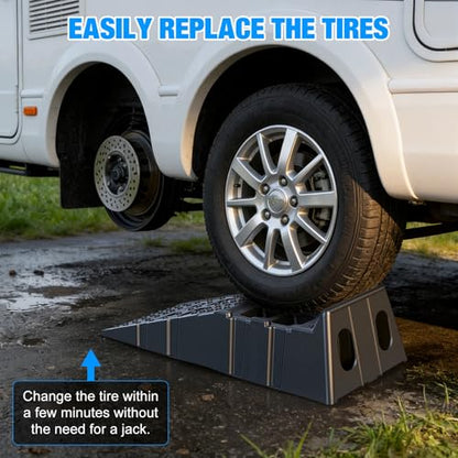 Car Ramps 13000LBS Capacity, 2 PCS 12" W Heavy Duty Vehicle Service Ramps 8.6" Lift Height Plastic Car Ramp for Oil Change Maintenance & Repair Jack Support Low Profile Ramp for Garage SUV Truck Black
