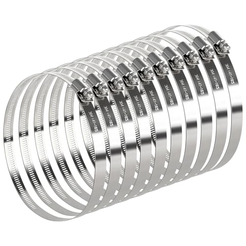 10 Pack 6 Inch Hose Clamps Stainless Steel Duct Clamps Pipe Clamps Large Worm Gear Hose Clamps for 5 1/2 to 6 1/2 inch Air Ducting Dryer Vent Hose Plumbing Automotive - color: Metallic 10 Pcs, size: 6"