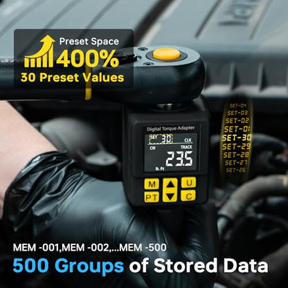 Heavy-duty Digital Torque Adapter, (±1% Accuracy, 40-300Ft-lb), 1/2" Digital Torque Wrench Adapter for Auto, Versatile Meter - Alert | Peak/Track | Preset | Store/Delete, for Machinery Repairs(406N.m) - style: 1/2' Drive 40-300 Ft-lb