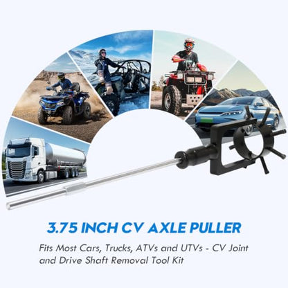 3.75 inch CV Axle Shaft Puller Tool Kit, UTV/ATV CV Axle Removal Tool | Heavy Duty Axle Puller with Slide Hammer for Cars, Trucks, ATV & UTV - CV Joint & Driveshaft Removal Tool Set - size: 3.75inch