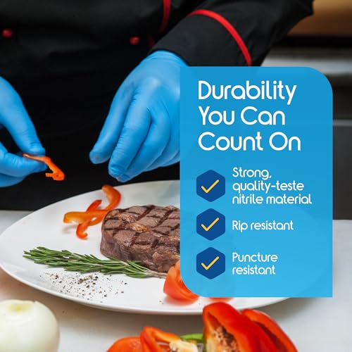 Inspire Black Nitrile Disposable Gloves | 4.5 Nitrile Disposable Safety Medical Cooking Cleaning Gloves - size: X-Large, style: Blue - Box of 100