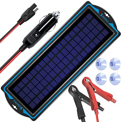 SUNAPEX 5W 12V Solar Car Battery Trickle Charger & Maintainer | Waterproof Portable Solar Panel Kit | Prevents Overcharging with Smart Controller | Fits 12V Batteries for Boats, RVs & More - size: 5W