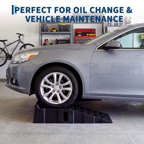 Garvee 2 Pack Low Profile Car Service Ramps, 5 t Heavy Vehicle Lift Ramps | 10000 LB Heavy Duty Vehicle Lift Ramps, 6.7" Lift Height Portable Auto Ramp for Home Garage Oil Change Maintenance Repair - size: 5T