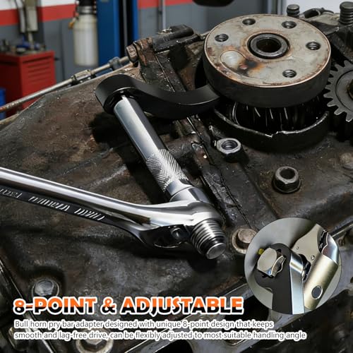 2PCS 1/2" Pry Bar Wrench Adapter with 8-Point,Bull Horn Ratchet Pry Bar Attachment for Half Shaft Removal,Universal CV Axle Removal Tool Crowbar Adapter Head for Narrow Space - color: Style 3