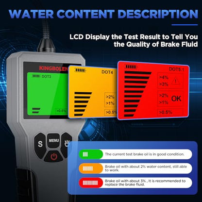 Brake Fluid Tester BF200,High Precision Car Brake Fluid Detector,Hydraulic Fluid/Liquid/Oil Moisture Analyzer with LCD Screen Audible Alarm,DOT3/DOT4/DOT5.1 Tester,Automotive Replacement Level Sensors | Hydraulic Fluid/Liquid/Oil Moisture Analyzer with LC