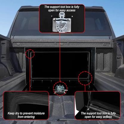 Steel Underbody Truck Tool Box ,Storage Organizer Toolbox with Key & Lock | Waterproof Tongue Box for Storage with Smooth Surface for Truck, Pickup, RV, Trailer - Black, 30" x 14" x 16" - size: 30" x 14" x 16"