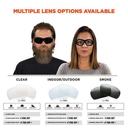 Ergodyne Skullerz Loki Convertible Anti Fog/Scratch Safety Spoggles Glasses-Includes Gasket and Strap to Convert to Goggle - color: Smoke Lens