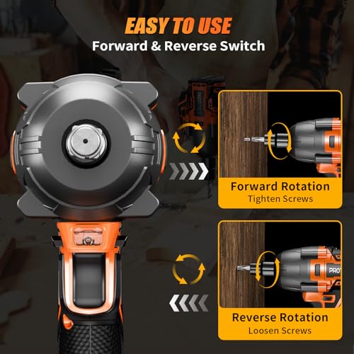 Protmex Cordless Impact Wrench, 900Ft-lbs (1200N.m) 1/2" Brushless Impact Gun, 21V High Torque Power Impact Driver, 2x4.0Ah Batteries Electric ImpactMotor Variable Speeds for Car/Pickup Truck/Mower