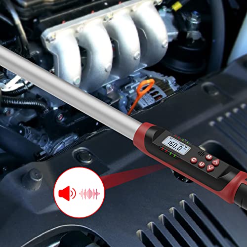 VANPO Digital Torque Wrench 1/2-Inch Drive for Automotive, 12.5-250.8 ft-lb | 17-340Nm, Electronic Torque Wrench with Buzzer & LED Indicator, Accurate to ±2%, for Agricultural & Tractor - size: 12.5-250.8 ft-lbs/17-340Nm