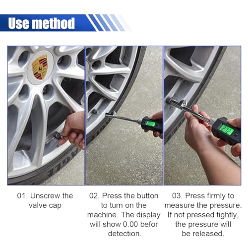 Digital Tire Pressure Gauge 230 PSI, Stainless Steel Dual Head Tire Gauge for Truck RV, Heavy Duty Tire Pressure Gauge with Backlit LCD and Flashlight for Easy and Accurate Reading