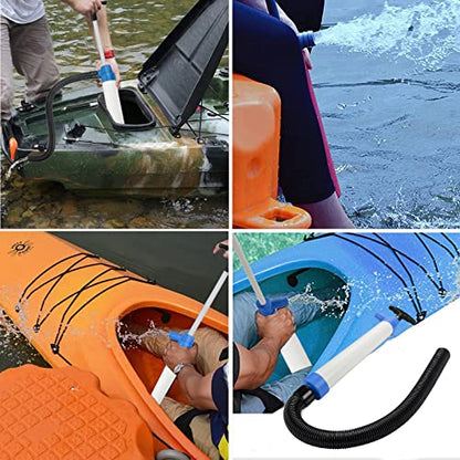 Manual Bilge Pump For Boats, Kayak, Canoe or Dinghy - Portable, Ergonomic, Gear-shaped, Black Plastic Hand Powered Kayak Bilge Pump - 2E+1 GPM, 2"L x 4"W x 28.5"H