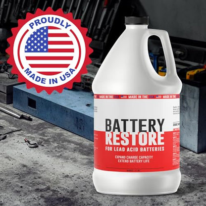 Battery Restore Desulfator Solution - 64 oz Refill - Lead Acid Battery Reconditioning for Golf Carts, Motorcycles, Boats & ATVs - Extends Life & Charging Capacity - Non-Toxic - Made in the USA