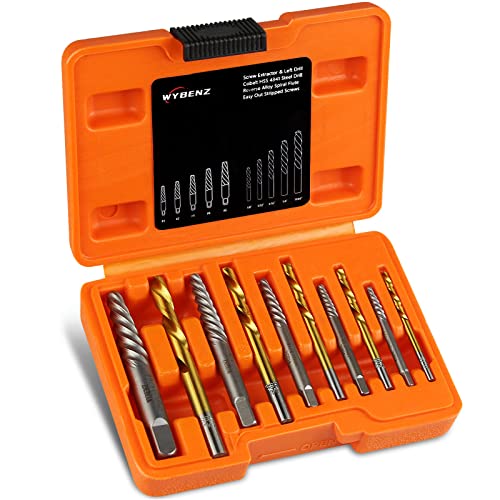 14Pcs Screw Extractor and Left Hand Drill Bits Set, Easy Out Screw Extractor Set, Broken Bolt Extractor Kit Bolt Remover, Reverse Cobalt HSS Steel Drill Bit for Remove Stripped Screws and Broken Bolts - size: 14PCS