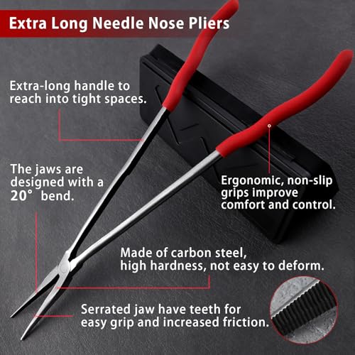 SPEEDWOX 16-Inch 20 Degree Extra Long Needle Nose Pliers Curved Nose Pliers Angle Long Needle Nose Pliers Long Nose Pliers Long Reach Pliers Long Reach Tool Long Pliers Angled Needle Nose Pliers - style: 20 Degree