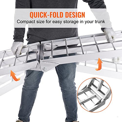VEVOR 7.5ft Aluminum Ramps, 1500 lbs Folding Loading Ramps (2 pcs Set) for Pickup Trucks Bed, Trailers Ramp with Load Straps for Dirt Bike, UTV, ATV, Trucks, Lawn Mowers, Cargo Trailer, 89" L x 12" W - size: 1500lbs