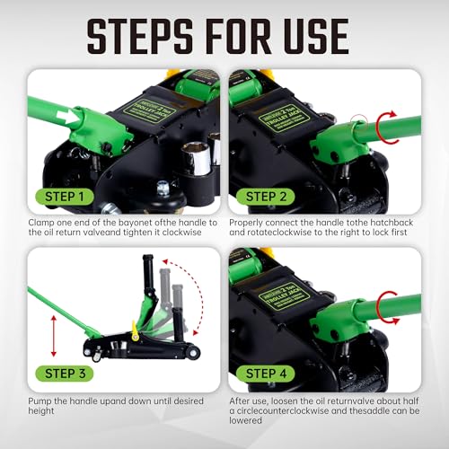 2 Ton (4,400 lbs) Hydraulic Trolley Floor Jack with Wrench Sockets, Quick Lift, Heavy-Duty Steel Construction, Adjustable Height Extension Adapter for Sedans, Trucks, SUVs & ATVs