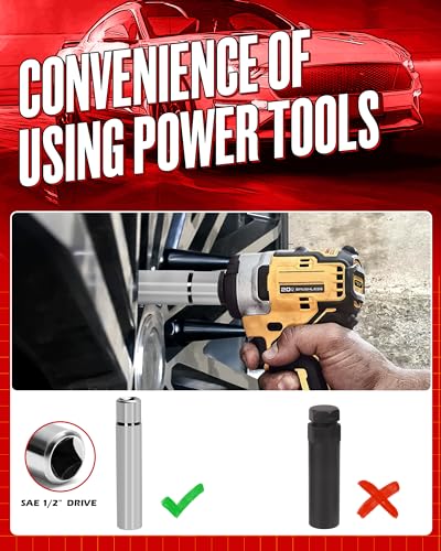 SUCOSO Spike Lug Nuts Socket Key, Stripped Lugnut Remover with 5" Length | 19mm Hex Universal Drive Spike Lugnuts Socket Tool, Fit for 14x1.5,14x2.0,9/16-18,1/2-20,12x1.5,12x1.25 Spiked Lug Nut