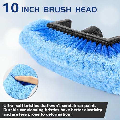 10" Car Wash Brush Head with Soft Bristles - Gentle on Paint, Compatible with Poles, Perfect for Cars, Trucks, RVs, Boats, Decks, and More (Blue) - color: 1 Pcs