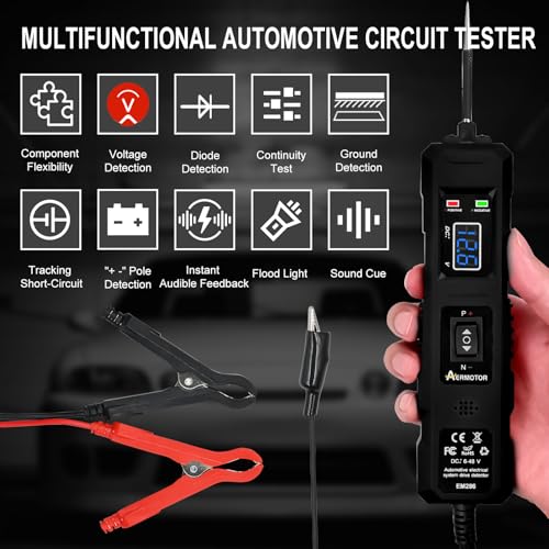 6V-48V DC Car Power Circuit Probe Tester with Dual LED Lights | Electric Circuit Tester Automotive,Fuse & Voltage Tester,Electrical Automotive Digital Display Short Finder with 4.5M Cable