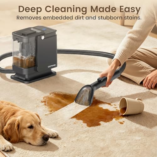 Handheld Spot Carpet Cleaner, 18Kpa Portable Deep Upholstery Stain Remover Machine, Lightweight Fabric Spot Cleaner for Household Sofa, Mattress, Car Seat, Rug Spills & Stains - color: Black