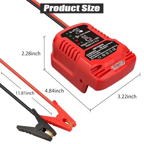 Jump Starter Adapter for Milwaukee 18V Li-ion Battery Powered with Jumper Cable Clamps Portable Car Battery Charger Jump Starter(Battery Not Included) - style: For Milwaukee