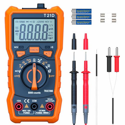 Auto-Ranging Digital Multimeter, TRMS 6000 Counts AC DC Voltmeter Ohm Volt Amp Meter, Electrical Multimeter Tester with NCV, Measure Capacitance Current Resistance Temp Continuity Diode Duty Cycle - style: up to 600V/10A