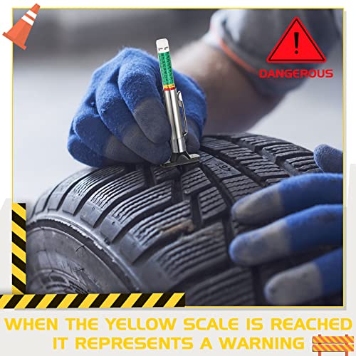 100 Pieces Tyre Tread Depth Gauge Color Coded Tire Depth Gauge Tool Tire Tread Accurate Measurement Tools, Green