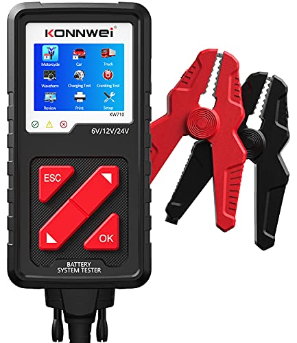 KONNWEI KW710 Car Battery Tester 6V 12V 24V, Battery Load Tester Automotive 100-2000CCA Digital Auto Battery Analyzer Alternator Starter Tester for Car Truck Motorcycle Marine ATV SUV - color: KW710