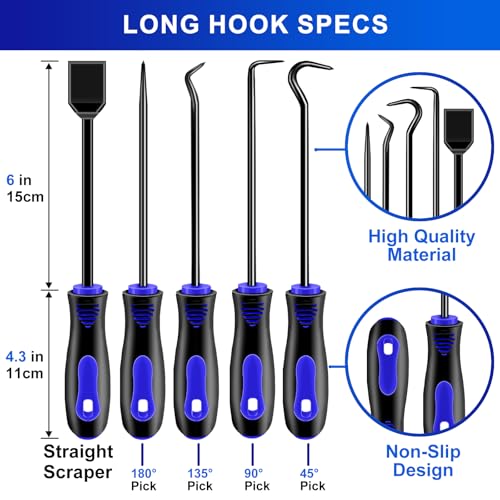 13 Pcs Precision Hook and Pick Tool Set with Clip Removal Plier Rivets Puller Fastener Remover Telescoping Magnetic Pickup Gasket Scraper for Electronics Maintenance Pick Tools Automotive Repair Blue - color: blue