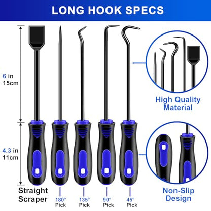 13 Pcs Precision Hook and Pick Tool Set with Clip Removal Plier Rivets Puller Fastener Remover Telescoping Magnetic Pickup Gasket Scraper for Electronics Maintenance Pick Tools Automotive Repair Blue - color: blue
