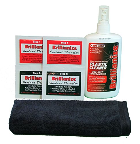 Plastic and Glass Cleaning Kit with Terry Style Microfiber Polishing Cloth