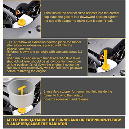 Shkalacar 15-Piece Car Radiator Coolant Funnel Kit, Spill Funnel with Multiple Caps Adapters, Make Filling Easier Coolant Stopper Lid Set