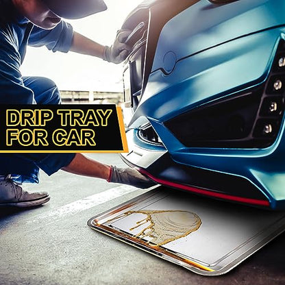 2 Pcs Stainless Steel Oil Drip Pan for Under Car 23.6 x 15.8 Inch Automotive Oil Change Pan Silver Rust Resistant Motorcycle Drip Tray Replacement Tray for Garage Floor - size: 23.62 x 15.75 Inch
