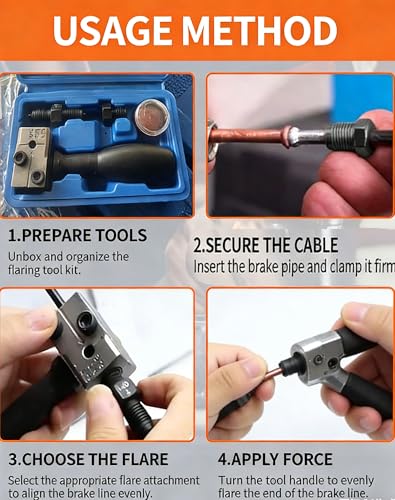Universal Car Brake Line Flaring Tool Kit, 3/16 Inch Brake Line Double Flare Tool, Heavy Duty Manual Flaring Tools for Tubing, Brake Fuel Line Repair for Cars, Trucks & Motorcycles