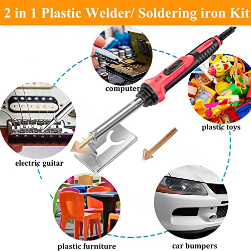 100W Plastic Welding Kit Soldering Iron, Professional Plastic Welder Fast Heating Plastic Soldering Iron Kit with ON/OFF Switch and Indicator Surface Repair Tool for DIY Car Bumper Dashboard Repair