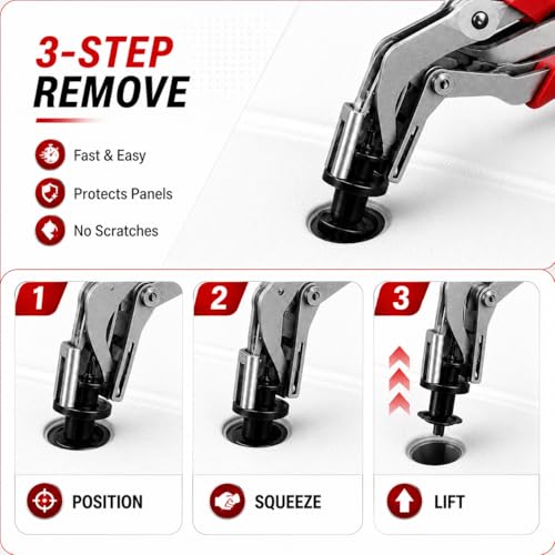 Clip Removal Tool for Car: Auto Fastener Clip Removal Pliers Professional Car Trim Removal Tool for Plastic Fasteners Push Pin Door Trim Disassembly Damage Free Automotive Clip Remover