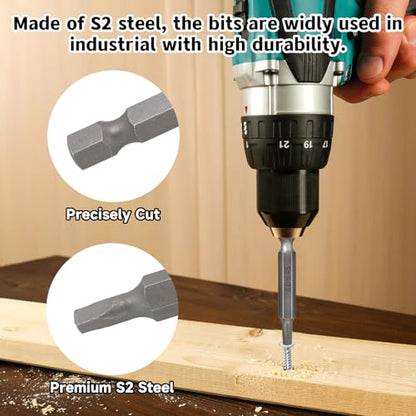 10 PCS 1/4 Inch Hex Shank Square Head SQ2 Screwdriver Bit Set, 2 Inch/50 mm Length, S2 Steel, Power Tools with Magnetic for Screwdriver Drill Impact Driver