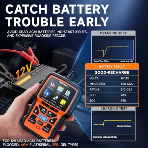 FOXWELL NT301 Plus 2-in-1 OBD2 Scanner & 12V Car Battery Tester | Check Engine Code Reader, Live Data, Test Battery Health/Starter/Charging System, Diagnostic Tool for 1996+ OBDII Vehicle
