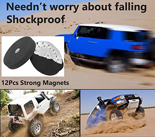 2 Pcs Magnetic Light Bar Mount, Magnetic Work Light Base, Powerful Magnet Mounting Brackets Holder with Rubber Pad for Off-Road Driving Lamp, Curved LED Light Bar, Emergency Light