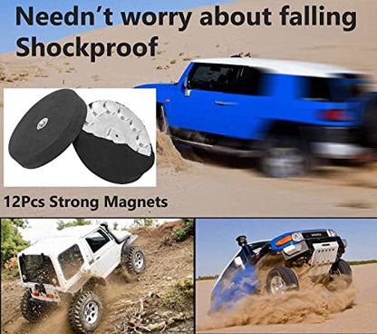 2 Pcs Magnetic Light Bar Mount, Magnetic Work Light Base, Powerful Magnet Mounting Brackets Holder with Rubber Pad for Off-Road Driving Lamp, Curved LED Light Bar, Emergency Light