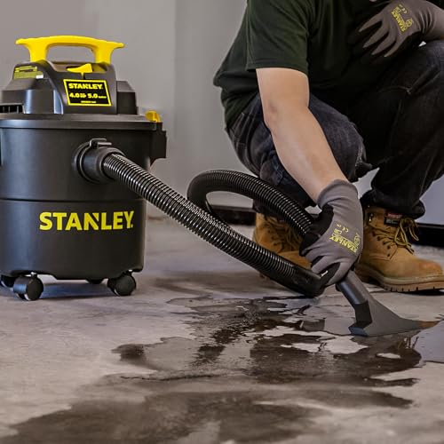 STANLEY Shop Vac SL18115P, 5 Gallon Peak 4 Horsepower Wet Dry Vacuums, Blower 3 in 1 Functions 15 Feet Cleaning Range for Garage, Carpet Clean, Shop Cleaning, Car Detailing with Attachments - size: 5 Gallon, 4.0 HP AC